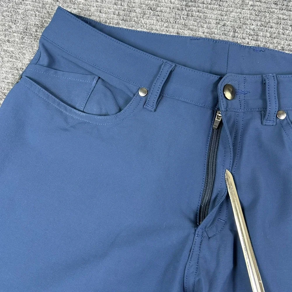 Olivers Apparel Straight Fit Performance Pants Mens 32 Navy Blue Athletic Casual